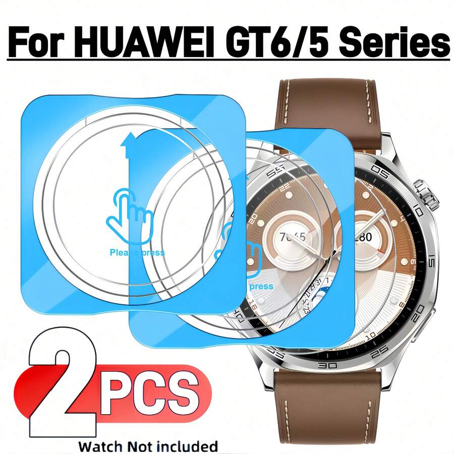 华为GT6/5系列智能手表专用定位安装钢化膜，配备自动安装框，方便贴膜，9H硬度钢化玻璃，触感顺滑，高清晰度，优质智能手表钢化玻璃膜