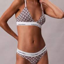 Calvin Klein Calvinklein Icon Cotton Modal Thong Underwear  Women  Panties  100% Cotton Fully Lined Gusset QF8518 - Bijou Modern Emblem - 查看 4