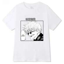 Camiseta de mujer con estampado de anime, manga corta, cuello redondo, estilo casual, de punto. - Blanco - Ver 1