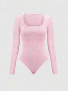 Set de 2 piezas: Top con bajo asimétrico y pantalones de unicolor - Rosa - Ver 6