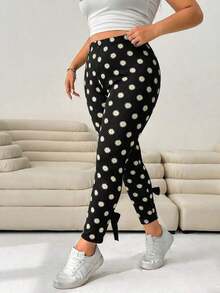 Pantalones casuales ajustados de color negro con decoración de moño y abertura lateral para mujer de talla grande, para verano, otoño, lindos, vacaciones en la playa, estilo occidental, concierto de música country, escuela, brunch - Multicolor - Ver 5