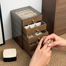 1pc High-End, Exquisite Jewelry Storage Box With Multi-Layered Wood Grain, Suitable For Storing Rings, Studs, Earrings, And Other Jewelry. Available In Three Or Five Layers. - Five Floors - View 7