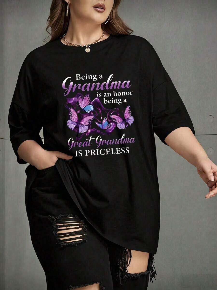 Camiseta de manga corta con cuello redondo y estampado para mujer. Perfecto para citas, desplazamientos diarios y salidas informales. Diseño clásico minimalista de cuello redondo, fácil de combinar y adecuado para todas las formas de cuerpo. - Negro - Ver 1