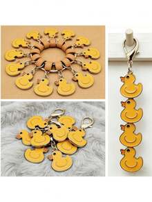 30/15/3pcs Cute Little Yellow Duck Keychain Set, Includes Little Duck Keychains, Thank You Cards, White Bags, Gift For Colleagues And Friends, Key Ring Pendant, Exquisite Birthday Gift, Essential Holiday Decoration, Suitable For Theme Parties, Birthday Parties, Party Decoration, Perfect Gift Choice - Multicolor - View 7