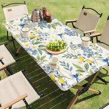 1 pieza Mantel elástico para exteriores con patrón de limón, mantel floral de frutas de verano amarillo, decoración del hogar para mesa de cocina y comedor, mantel con patrón de limón, adecuado para primavera y verano - D - Ver 7