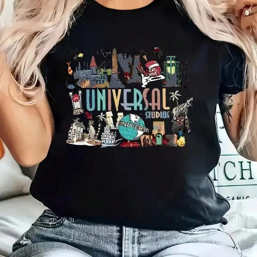 Camiseta para Mujer con Estampado de Diente y Pasta Dental, Manga Corta - Negro - Ver 1