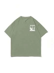 Zrgoth Men's Short Sleeve T-Shirt With Minimalist Dark Portrait Graphic Print, Casual And Versatile Design By K-GLORY JAVN - Mint Green - View 4