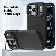 Ốp điện thoại kèm giá đỡ và dây đeo cổ tay, tương thích với Apple 17 Pro Max, 16 Pro Max, 15 Pro Max, 14 Pro Max, 13 Pro Max, 12 Pro Max, 11 Pro Max, XS Max, 7, 8 Plus, Galaxy S26, S25, S24, S23, Moto - màu đen - Xem 1
