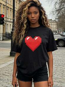 Camiseta de manga corta con cuello redondo suave y casual de verano para mujer, tops para salir, algodón, vintage, estilo callejero europeo y americano, casual deportivo, estilo unisex, estilo casual urbano, tops bonitos, Gen Z, curvas, ropa Y2K, camisetas divertidas, tops para damas, conjuntos de vacaciones para mujer, top lindo, camiseta gráfica, conjuntos de primavera, camisetas holgadas, ropa de calle retro, estilo de los 90, estilo de los 2000, subcultura, top negro, tops blancos, atuendo de fiesta de los 90. Blanco - Negro - Ver 3