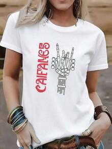 2026 Camiseta Vintage de Caifanes para Mujeres| Diseño de Mano de Esqueleto|% Algodón| Suave y cómodo| Perfecto para uso casual y regalos.| Camiseta blanca de cuello redondo| Hecho y enviado enéxico| Estilo unisex Estilos populares - Blanco - Ver 1