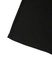 2026 Nueva Camiseta Casual de Moda para Mujer de Manga Media, Cuello Redondo de Color Sólido, Top para Dama, Cuello de Primera Calidad, Primavera Negro - Negro - Ver 4