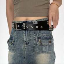 Unisex Punk-Style Belt, 4 Cm Wide. - M - View 2