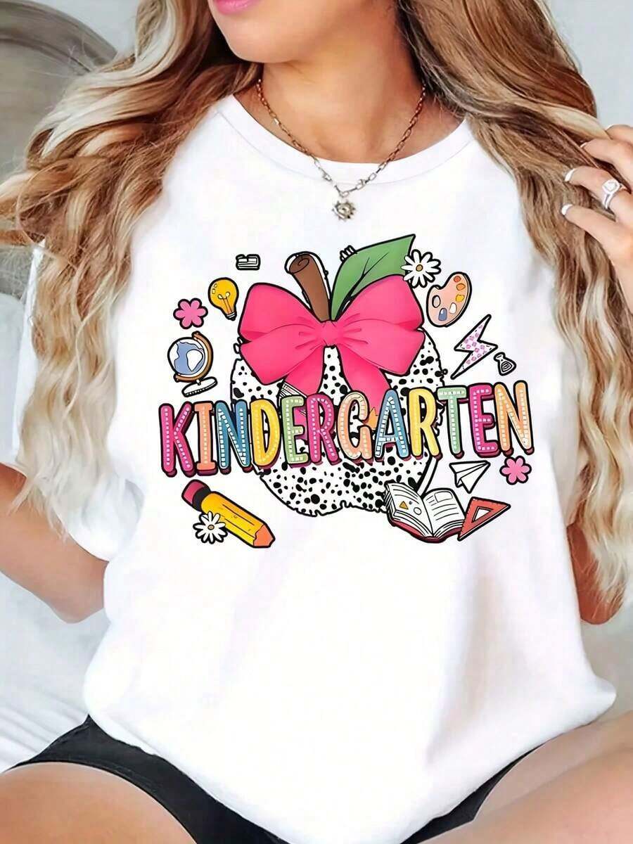 Women's Crew Neck T-Shirt With Pink Ribbon Graphic Print For Breast Cancer Awareness: In October We Wear Pink, Breast Cancer Support T-Shirt, Casual Wear - White - View 1