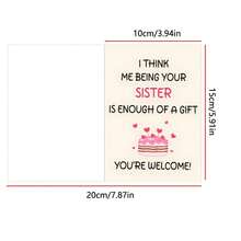 1/3/5 Juegos de Tarjetas de Agradecimiento "Soy el mejor regalo como tu hermana", Tarjetas de cumpleaños divertidas para hermana con diseño de pastel rosa, Tarjetas de fiesta de cumpleaños - Ver 7