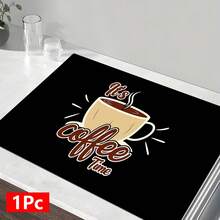1 pieza Felpudo absorbente con diseño de hora del café, decoración del hogar, felpudo absorbente para encimera de máquina de espresso, felpudo de drenaje del fregadero, felpudo absorbente suave para grifos, accesorios de baño, suministros de cocina - Multicolor - Ver 16