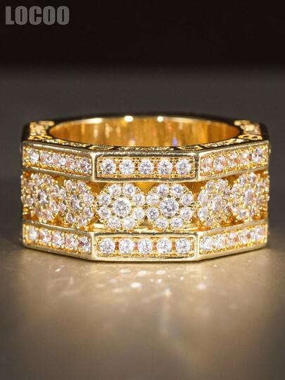 1 Stück luxuriöser Ring mit kubischem Zirkonia, geeignet für Frauen, ideal für Hochzeiten, Verlobungen, Jahrestags-Partys, Valentinstags-Geschenke