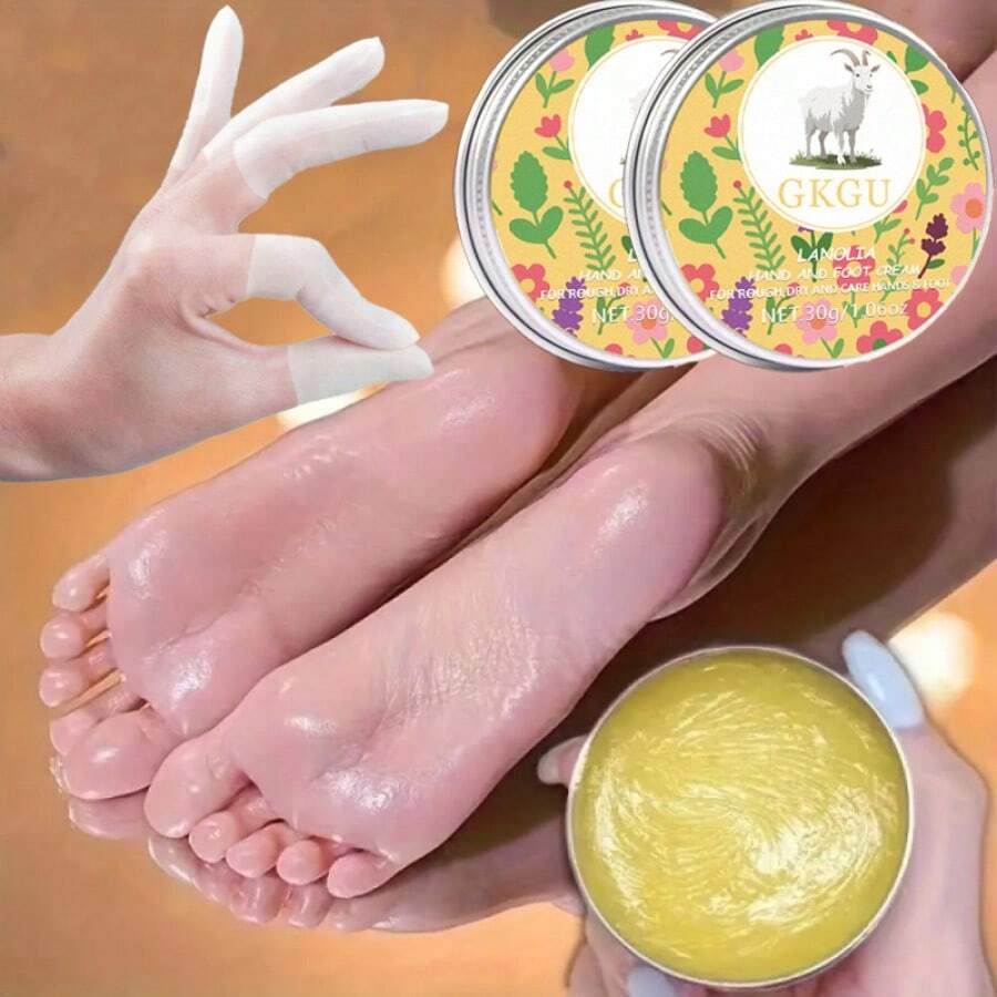 2件裝 GKGU 羊毛脂手足保濕霜 低敏滋潤霜 持久清新香氣 不黏膩 滋養敏感乾燥刺激肌膚 淡米色 便攜尺寸 含羊毛脂 適用於手部、足部、手肘、膝蓋與繭皮 適合頻繁旅行者與居家使用 便攜護膚產品 精緻包裝 溫和配方 日常護膚必需品 - 2個*30克 - 查看 1