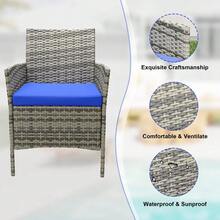 Patio Porch Furniture Sets 3 Pieces PE Rattan Wicker Chairs with Table Outdoor Garden Furniture Sets - Blau - Übersicht 10