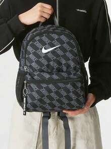Nike Printed Checkered Fabric Backpack, Unisex And Couple Style, Black. - Black - View 3