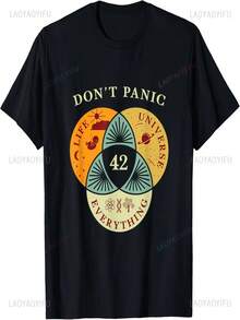 Camiseta "Life, Universe, Everything 42", imprescindible para los amantes de la ciencia ficción y el espacio, ideal para parejas, ropa urbana, camisetas estampadas y ropa de mujer. - Negro - Ver 1