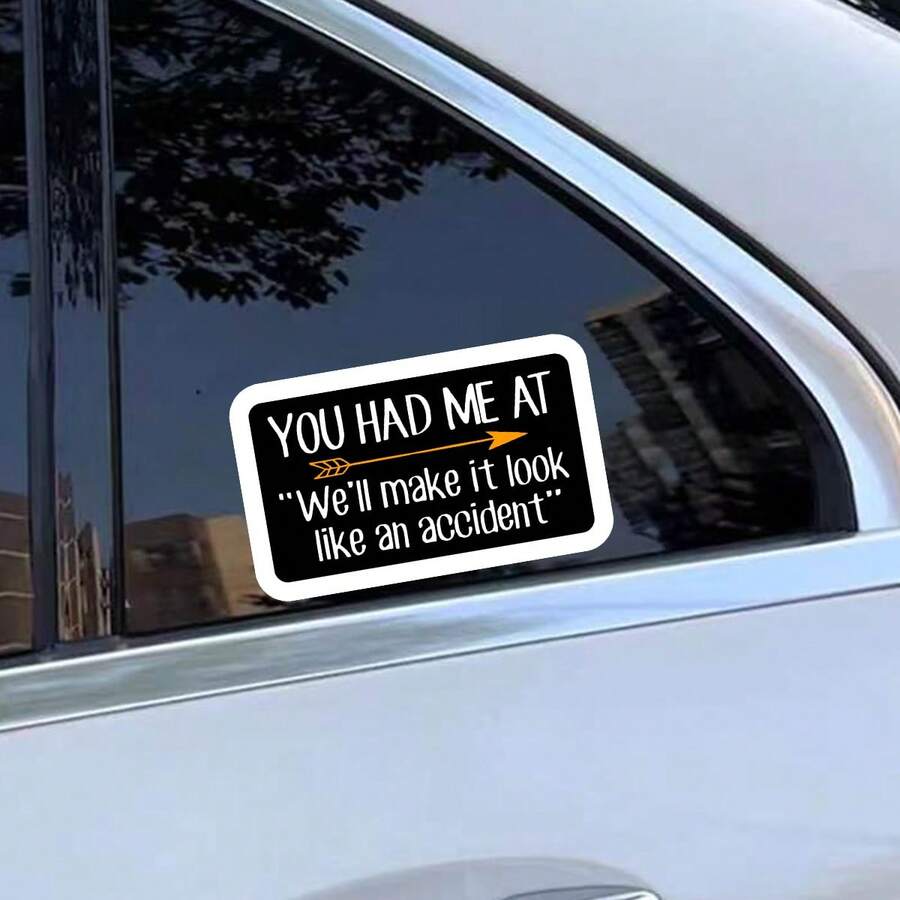 Nhãn dán xe hơi hài hước chủ đề tai nạn, decal dán cửa sổ cá nhân hóa với chữ tiếng Anh màu đen, chất liệu PVC chống thấm nước và chống tia UV. - Nhãn dán trang trí - Xem 1