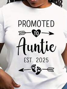Camiseta para Mujer "Promovida a Tía" Anuncio de Embarazo - Blanco - Ver 1