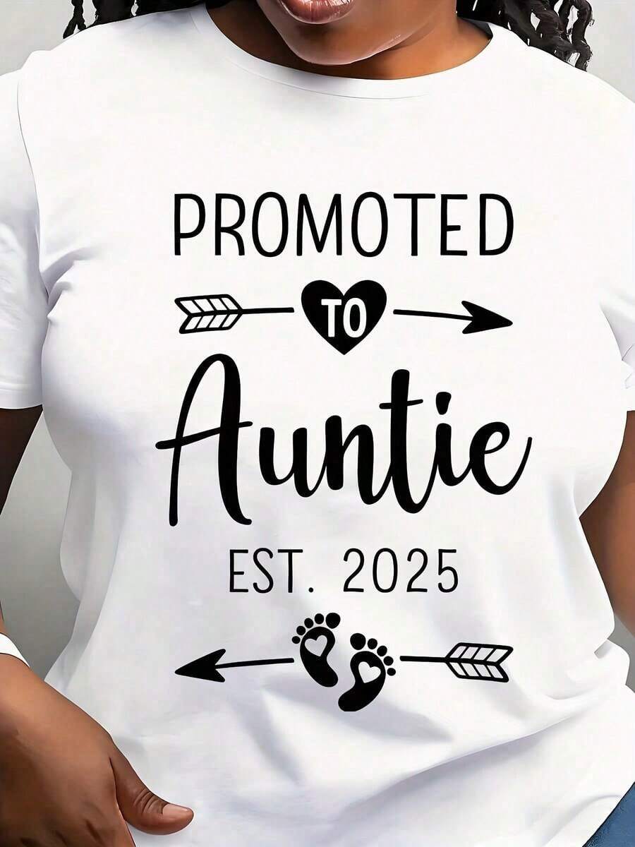Camiseta para Mujer "Promovida a Tía" Anuncio de Embarazo - Blanco - Ver 1