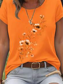 Nueva Camiseta de Verano para Mujer con Cuello Redondo, Top Básico Casual de Color Sólido Simple - Blanco - Ver 8