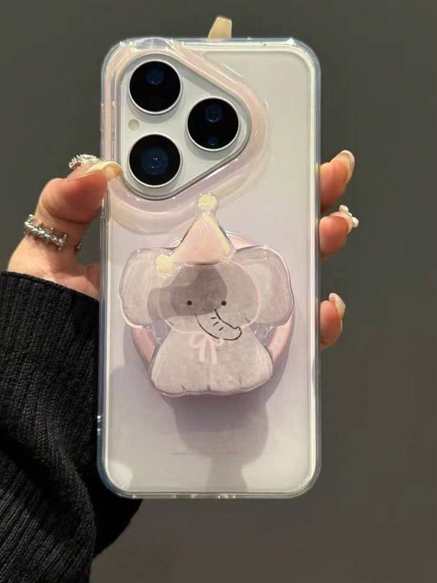 1pc Cute Blue Elephant Magnetic Phone Holder, Sliding Phone Stand Compatible With Phone Cases, Ins Style Girly Phone Stand Desk Decor - Multicolor - View 1