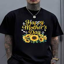 Decoraciones exclusivas para el Día de la Independencia, el Día del Padre y el Día de la Madre; bonitos estampados florales; camiseta negra unisex para mamás y abuelas, estilo 2026; agradable para la piel, cálida, no desti?e; adecuada para citas de invierno, parejas y uso diario. - Negro - Ver 1