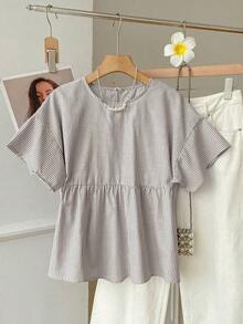 Camisa de mujer tejida de 100% algodón y lino, top de verano, adecuado para el uso diario, citas, reuniones, otoño/invierno/verano, Navidad, Año Nuevo, Acción de Gracias, fiestas, bodas, playa, ceremonias de graduación, moda, elegante, casual - Café integral - Ver 7