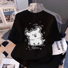 Camiseta con estampado de camisa casual para mujer, manga corta y cuello redondo, moda urbana local de primavera/verano camiseta unisex. L0WR - blanco puro - Ver 8
