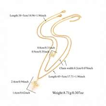 2pcs Set New Classic Letter Cross Pendant Necklace, Stainless Steel Chain For Women - Yellow Gold - View 2