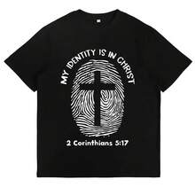 Mi Identidad Está En Cristo Camiseta Gráfica Cruz Cristiana Camiseta Religiosa Inspiradora Ropa de Iglesia Regalo Para Creyentes Uso Diario Casual Camiseta Moderna con Temática de Fe Para Mujeres - Negro - Ver 4