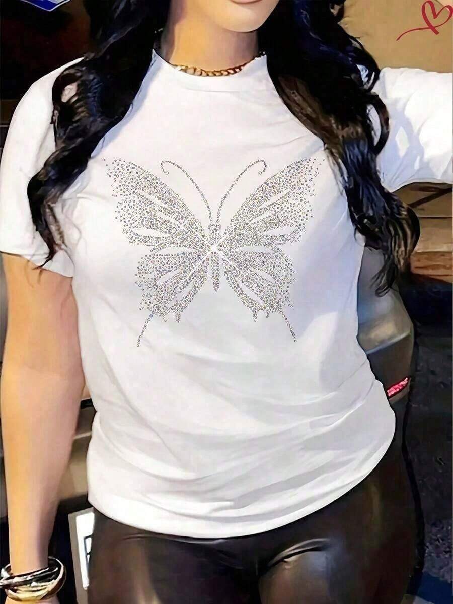 Camiseta Casual de Manga Corta para Mujer, Mezcla de Algodón, con Estampado de Coche 'Chasing The Horizon', Cuello Redondo, Largo Regular - Estilo_az - Ver 1