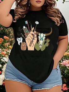 ropa de mujer Herramientas Profesionales de Dentista y Diseño de Calavera de Cactus Camiseta para Mujer, Camiseta Gráfica Divertida con Temática Dental, Atuendo Casual de Verano, Regalo para Dentistas o Estudiantes de Odontología, Camiseta Única con Humor para Amantes de la Odontología camisas de mujer - Negro - Ver 6