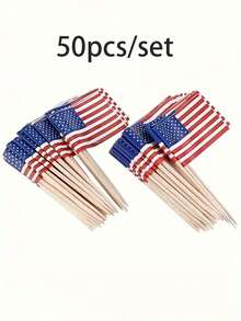 100pcs/Set American Flag 4th Of July Independence Day Thanksgiving Day Cupcake Toppers Picks For Party Decorations Supplies, Toothpicks Flags, Holiday Party Cake Decoration Flags, Hamburger Decoration Supplies, Cupcake Decoration,Independence Day Decoration Supplies - View 14