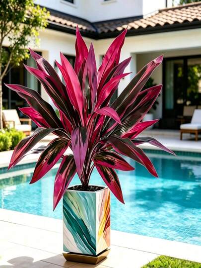 1pc Large Artificial Outdoor Flower Set, Made Of Weather-Resistant Plastic. Suitable For Wedding Parties, Wedding Aisles, Indoor Decorations, Center Table Decorations, Spring Decorations, Bathroom Decorations, Lady's Gifts, Housewarming Decorations, Outdoor Artificial Flowers, And Holiday Decorations. Suitable For Summer, Autumn, Hallway, And Fence Decorations. Suitable For Indoor/Outdoor Use.