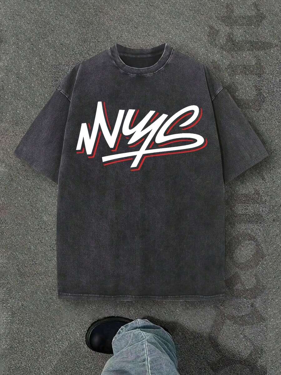 Camiseta casual vintage cómoda y lavada para mujer, camiseta de manga corta con cuello redondo,% algodón lavado y versátil para hombre, adecuada para uso diario y atuendos de, estilo unisex. - Negro - Ver 1