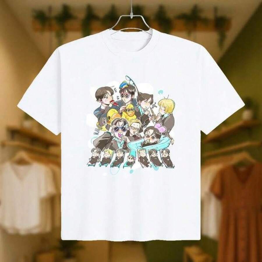 Camiseta Casual de Mujer con Estampado de Pato de Goma y Bangtan Boys - Camiseta de Manga Corta con Estampado Artístico Retro de Dibujos Animados - Arirang World Tour 2026 - Top Básico de Verano y Camiseta Bonita - El Mejor Regalo para los Fans del Army - Ropa Hombre Cosas Para Hombre Ropa De Mujer Blusas Bonitas - Blanco - Ver 1