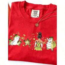 Blusas de manga corta Bonito |     1 Playera para Mujer 100% Algodón Transpirable | Camiseta oficial de la Princesa y el Sapo Tiana para mujer - Diseño de aventura en la bahía de acuarela y la casa de Tiana en Nueva Orleans, cuello redondo suave, manga corta, informal y elegante para fiestas, cómoda para todas las estaciones, lavable a máquina, atuendo temático para la familia, ropa de invierno para mujer - Ideal para el verano. 100% Cotton Blusas Para Mujer Casual100% Cotton - Rojo - Ver 5
