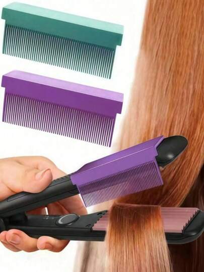 3pcs/Set Hair Straightener, High Temperature Styling Flat Iron Brush, With Self-Adhesive Straightening Attachment, Hair Styling Tool, Carbon Fiber Plastic Straightening Comb, Salon And Home Hair Straightener, Hair Styling Tool, Christmas/Valentine's Day Hair Styling Tool