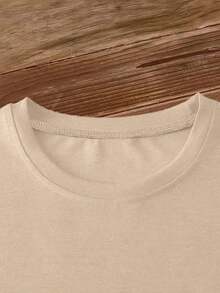 Women's Short-Sleeved T-Shirt With An Earth Print, Crew Neck, Machine Washable, Soft To The Touch, Breathable, Suitable For Spring, Summer, And Autumn. Friendly, Unique, Casual, For Everyday Wear, Easy To Match, Women's Top, Sizes S-XXL. Suitable For Many Occasions, Such As Charity Events, Nature Excursions, Etc. Unisex Loose-Fitting Cotton Short-Sleeved Crew Neck T-Shirt With An Urban Vintage Style - 杏色 - 查看 3