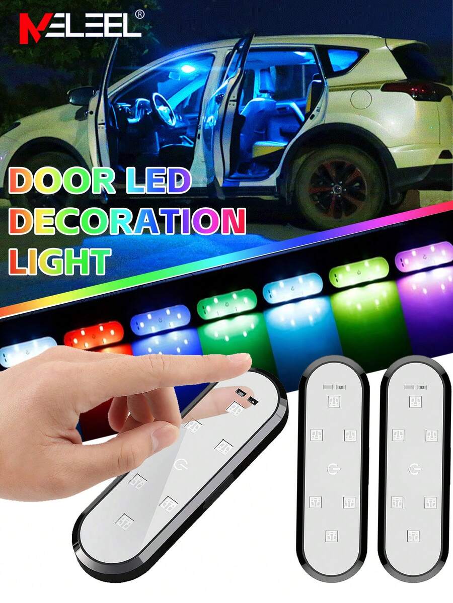 KELEEL 2/4 Pcs LED Car Door Lights, USB Charging Automatic Door Opening Lights, Interior Projection Ambient Welcome Courtesy Light, Anti-Rear-End Light, Enhance Night Visibility And Safety, Gift For Drivers, Installation For Trailers Boats Rvs Suv