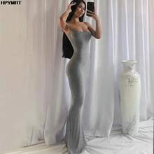 Vestido de satén sin mangas con espalda descubierta para mujer, maxivestido Sexy ajustado para fiesta Y2K, ropa elegante para mujer 2022 - Verde - Ver 3