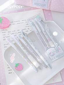Bộ 4 bút bi mực gel vị dâu tây sô cô la, ngòi 0.5mm có thể tẩy xóa, mực đen khô nhanh, bao gồm 1 bút có mùi sô cô la và 1 bút có thể tẩy xóa, món quà lý tưởng cho các bạn nữ và học sinh nhân dịp năm học mới. - Bút bi hương dâu tây - Xem 12