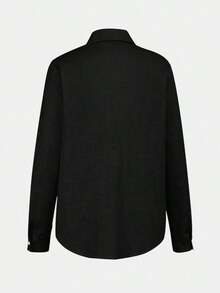 2026 Nueva Camisa Básica Versátil y Elegante para Mujer con Botones Delanteros y Cuello Mao en Color Azul Claro, Adecuada para Ir al Trabajo, Uso Diario, Estilo Retro de los 90, Navidad, Año Nuevo, Fiesta de San Valentín, Playa, Graduación, Moda, - Negro - Ver 9