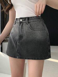 Shorts vaqueros informales con estampado de leopardo para mujer - Negro - Ver 3