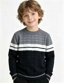 New Collection Of Children's Knitted Sweaters For Autumn And Winter. - Mẫu 9 - Màu xám phối trắng - Xem 1