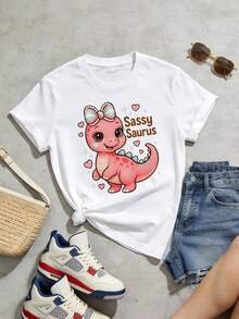 Camiseta de manga corta con cuello redondo suave y casual para mujer de verano |   Saurus Atrevido, Tiranosaurio, Dinosaurio | Tops para salir, Estilo callejero europeo y americano, Casual deportivo, Estilo unisex, Estilo casual urbano, Tops bonitos, Generación Z, Curvas, Ropa Y2K, Camisetas divertidas, Tops de mujer, Conjuntos de vacaciones para mujer, Top lindo, Camiseta gráfica, Conjuntos de primavera, Camisetas holgadas, Ropa urbana retro, Estilo de los 90, Estilo de los 2000, Subcultura, Top negro, Tops blancos, Conjunto de fiesta de los 90. - Blanco - Ver 6
